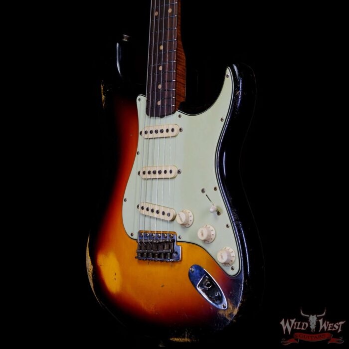 Fender Custom Shop Andy Hicks Masterbuilt 1961 Stratocaster Roasted Flame Maple Neck Brazilian Rosewood Board Relic 3-Color Sunburst - Image 2