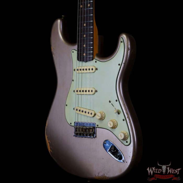 Fender Custom Shop Andy Hicks Masterbuilt 1961 Stratocaster Hardtail Brazilian Rosewood Slab Board Relic Shoreline Gold - Image 2