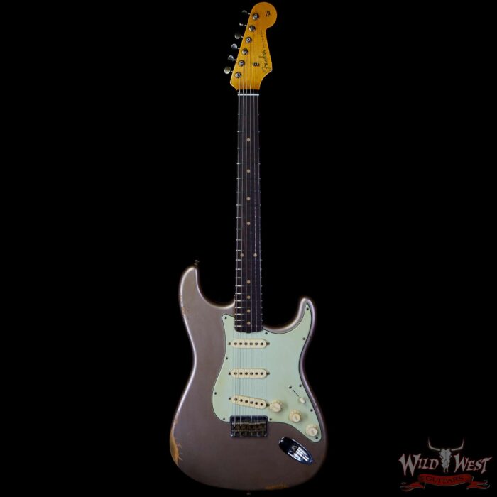 Fender Custom Shop Andy Hicks Masterbuilt 1961 Stratocaster Hardtail Brazilian Rosewood Slab Board Relic Shoreline Gold - Image 3
