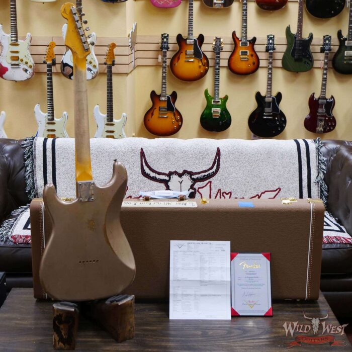 Fender Custom Shop Andy Hicks Masterbuilt 1961 Stratocaster Hardtail Brazilian Rosewood Slab Board Relic Shoreline Gold - Image 10
