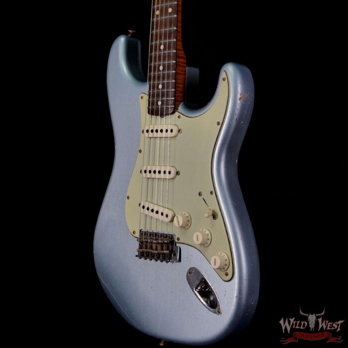 Fender Custom Shop Dennis Galuszka Masterbuilt Roasted 1959 Stratocaster Brazilian Rosewood Slab Board Hand-Wound PUs Journeyman Relic Aged Blue Ice Metallic - Image 2