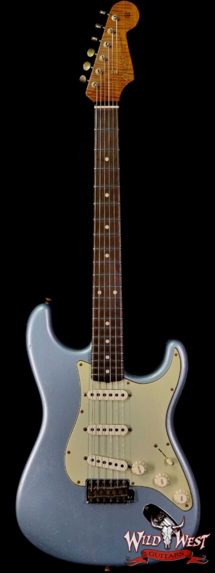 Fender Custom Shop Dennis Galuszka Masterbuilt Roasted 1959 Stratocaster Brazilian Rosewood Slab Board Hand-Wound PUs Journeyman Relic Aged Blue Ice Metallic