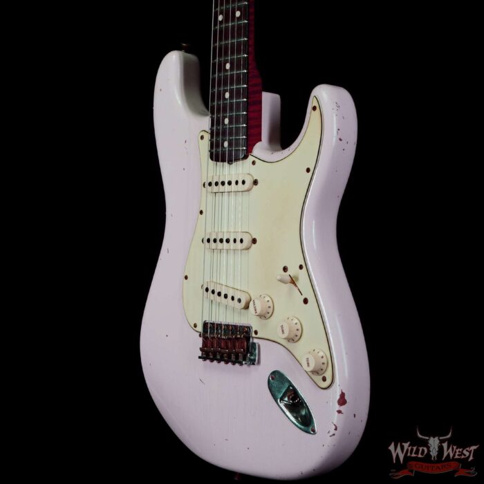 Fender Custom Shop Dennis Galuszka Masterbuilt Roasted 1959 Stratocaster Brazilian Rosewood Slab Board Hand-Wound PUs Journeyman Relic Aged Shell Pink - Image 2