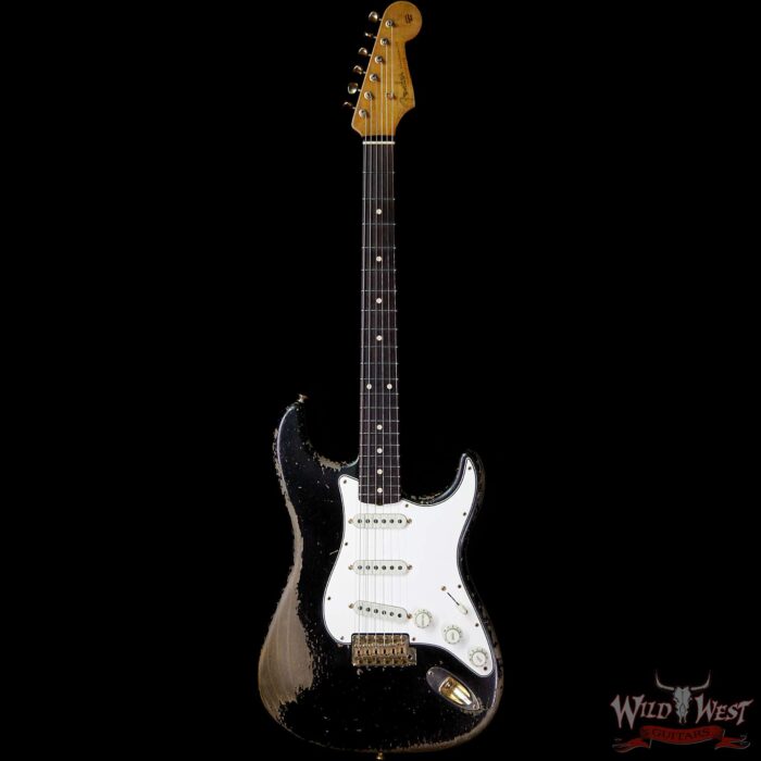 Fender Custom Shop Dale Wilson Masterbuilt 1960 Stratocaster Brazilian Rosewood Board Heavy Relic Black - Image 4