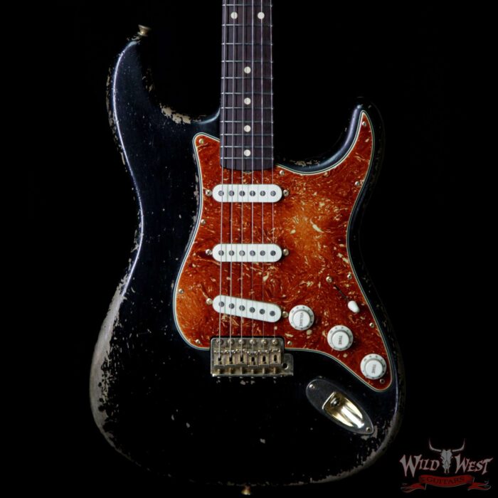 Fender Custom Shop Dale Wilson Masterbuilt 1960 Stratocaster Brazilian Rosewood Slab Board Heavy Relic Black - Image 3