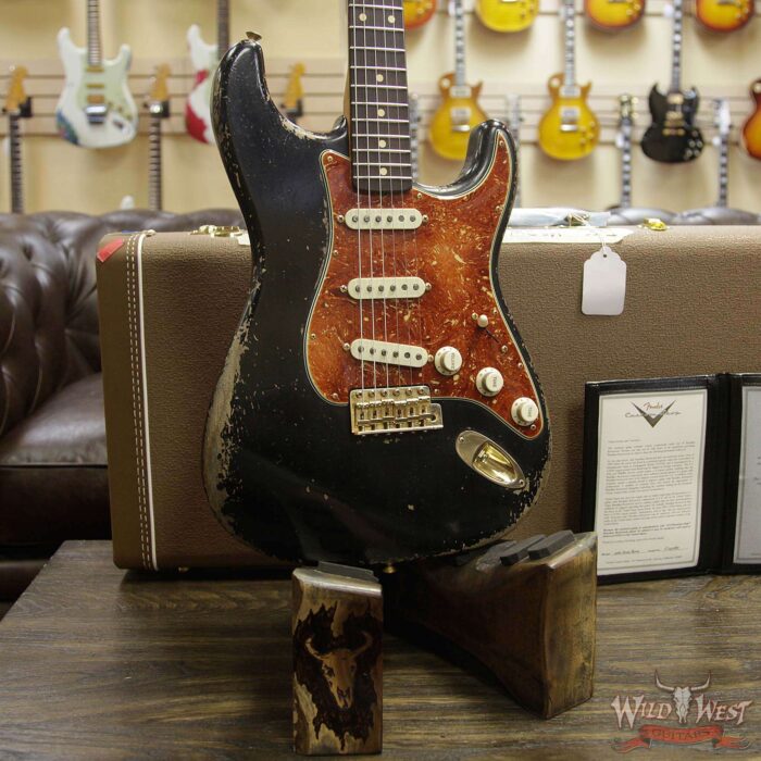 Fender Custom Shop Dale Wilson Masterbuilt 1960 Stratocaster Brazilian Rosewood Slab Board Heavy Relic Black - Image 12