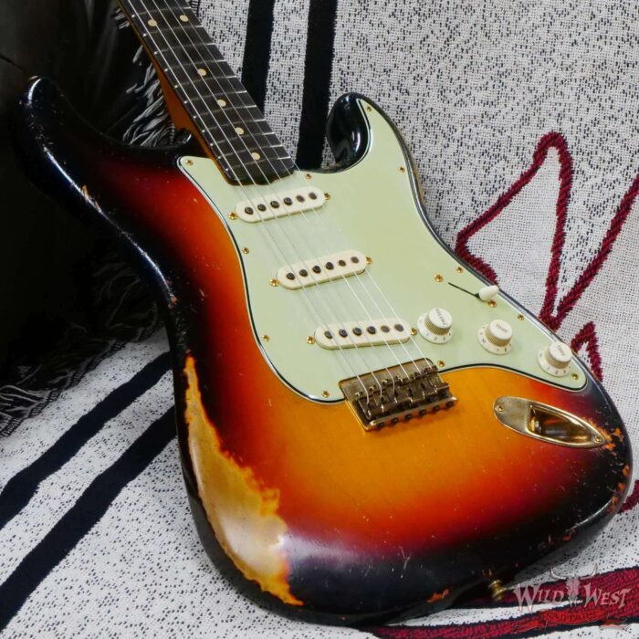 Fender Custom Shop Dale Wilson Masterbuilt 1960 Stratocaster Hardtail Brazilian Rosewood Board Relic 3 Tone Sunburst with Gold Hardware - Image 8