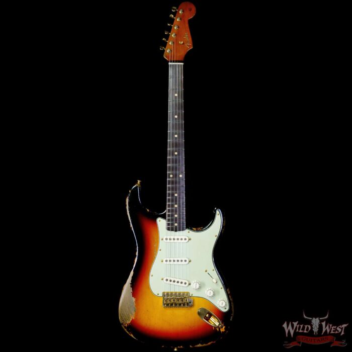 Fender Custom Shop Dale Wilson Masterbuilt 1960 Stratocaster Brazilian Rosewood Board Relic 3 Tone Sunburst with Gold Hardware - Image 3