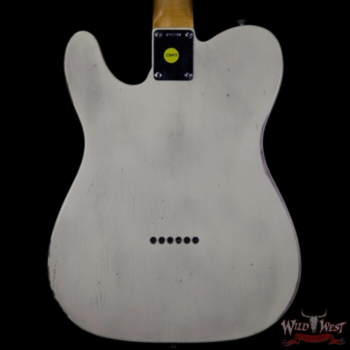 2018 NAMM Fender Custom Shop Masterbuilt Greg Fessler 1963 Telecaster Relic with Blue Stripes Vintage White - Image 6