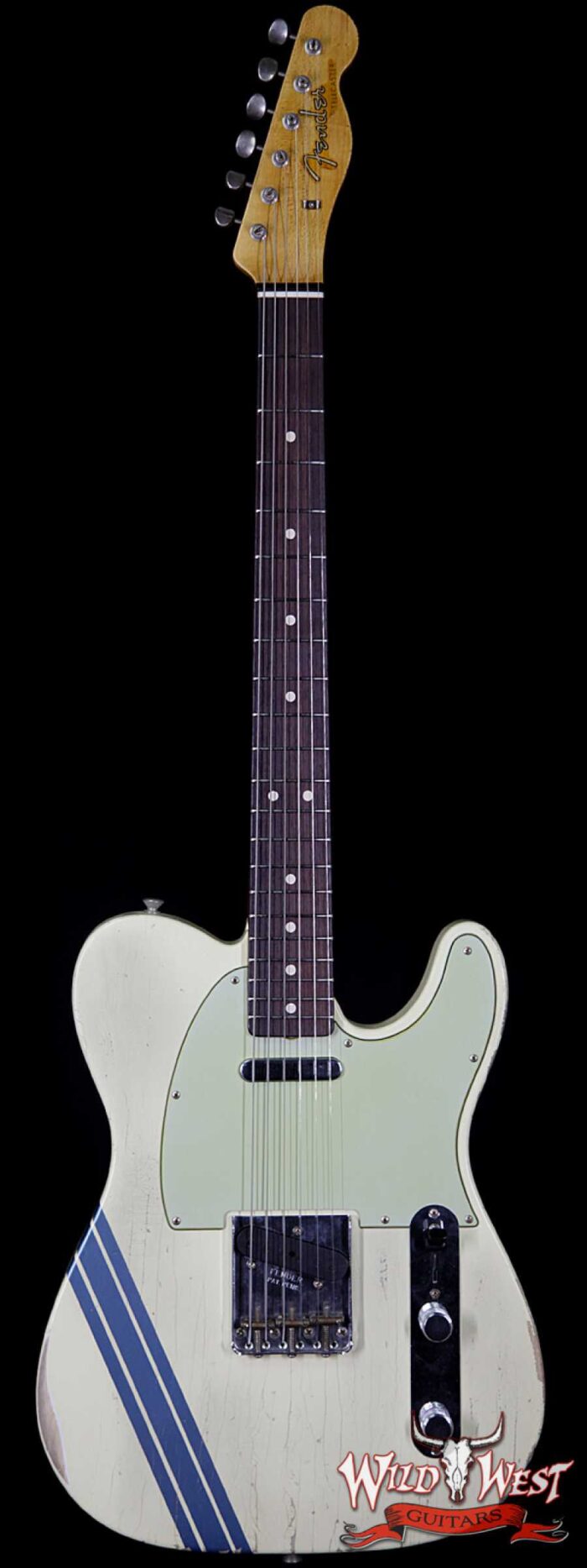 2018 NAMM Fender Custom Shop Masterbuilt Greg Fessler 1963 Telecaster Relic with Blue Stripes Vintage White - Image 1
