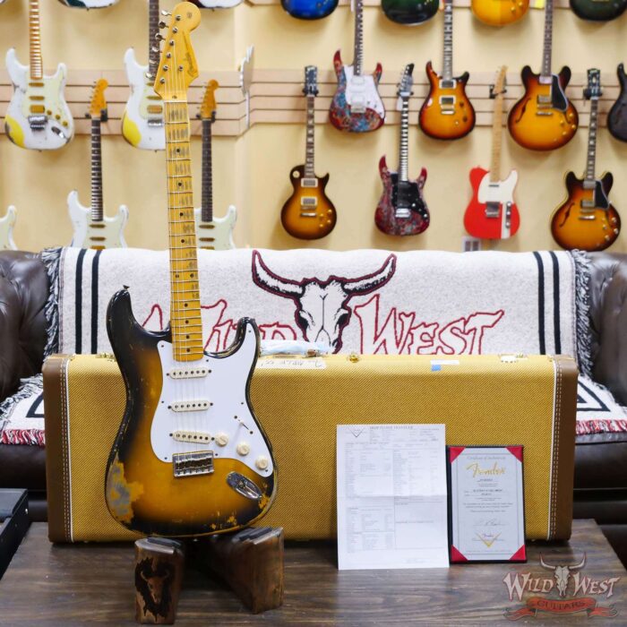 Fender Custom Shop Greg Fessler Masterbuilt 1955 Stratocaster Hardtail H/W Pickups Relic 2 Tone Sunburst 6.55 LBS - Image 6