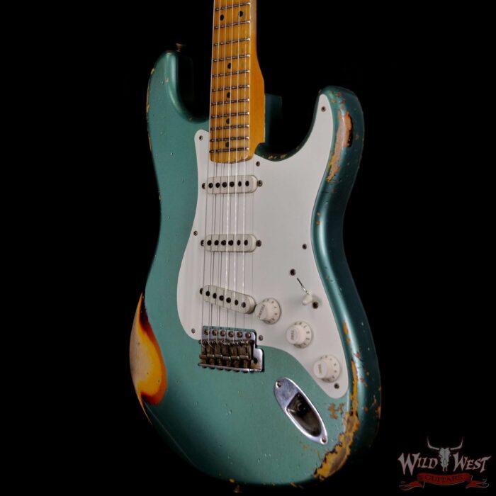 Fender Custom Shop Kyle McMillin Masterbuilt 1958 Stratocaster Relic Hand-Wound Pickups Aged Sherwood Metallic over 3 Tone Sunburst - Image 2