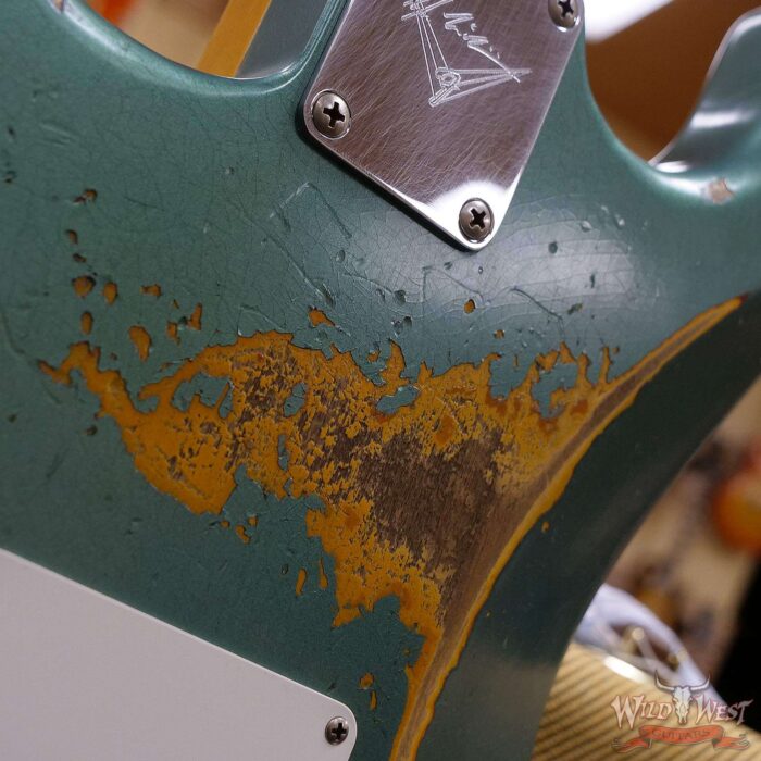 Fender Custom Shop Kyle McMillin Masterbuilt 1958 Stratocaster Relic Hand-Wound Pickups Aged Sherwood Metallic over 3 Tone Sunburst - Image 13