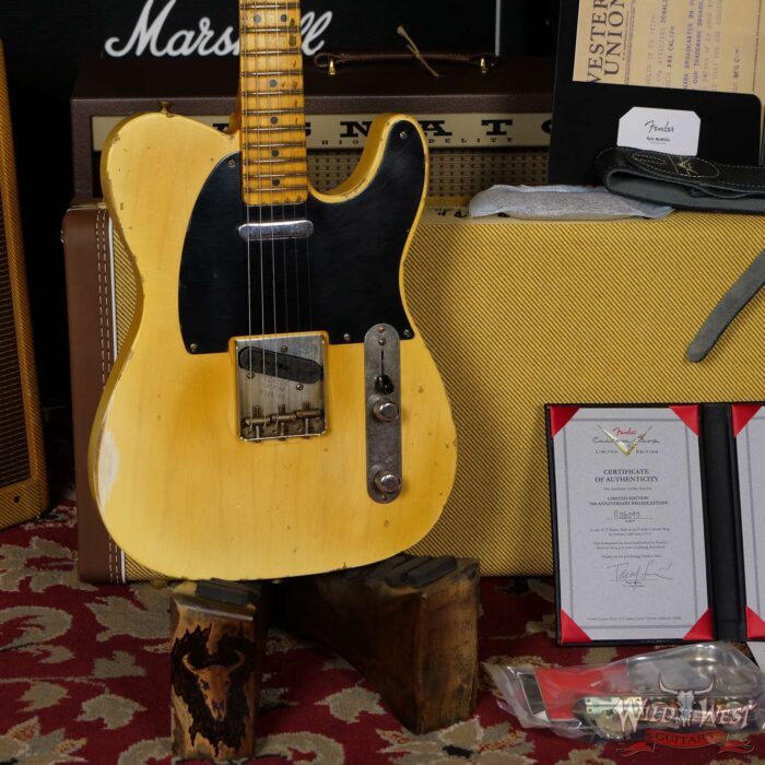 Fender Custom Shop Limited Edition Kyle McMillin Masterbuilt 70th Anniversary Broadcaster (Telecaster) Relic Nocaster Blonde - Image 8