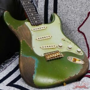 Fender Custom Shop Levi Perry Masterbuilt 1962 Stratocaster Brazilian Rosewood Board Heavy Relic Sherwood Green with Gold Hardware - Image 8