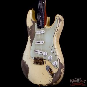Fender Custom Shop Levi Perry Masterbuilt 1962 Stratocaster Brazilian Rosewood Board Heavy Relic Vintage White with Gold Hardware 7.35 LBS (US Only / No International Shipping) - Image 2