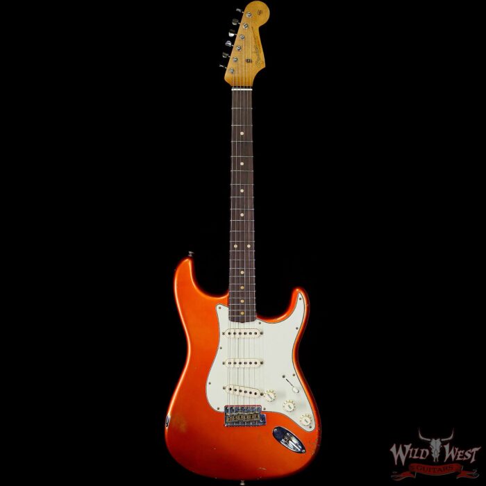 Fender Custom Shop Paul Waller Maserbuilt 1962 Stratocaster Relic Hand-Wound Pickups Rosewood Slab Board Candy Tangerine over Black - Image 3