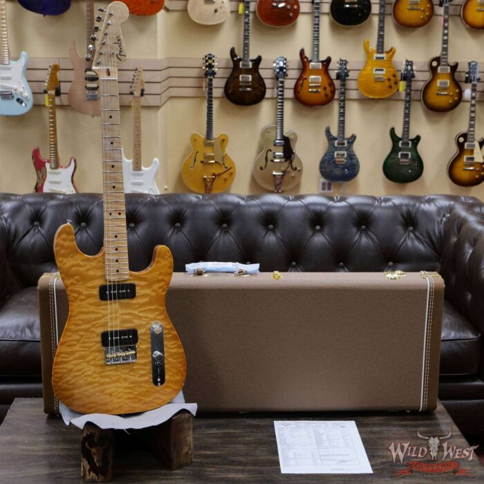 Fender Custom Shop Ron Thorn Masterbuilt Quilt Top Stratocaster P-90 Chambered Mahogany Body AA Flame Neck Honey Burst - Image 6