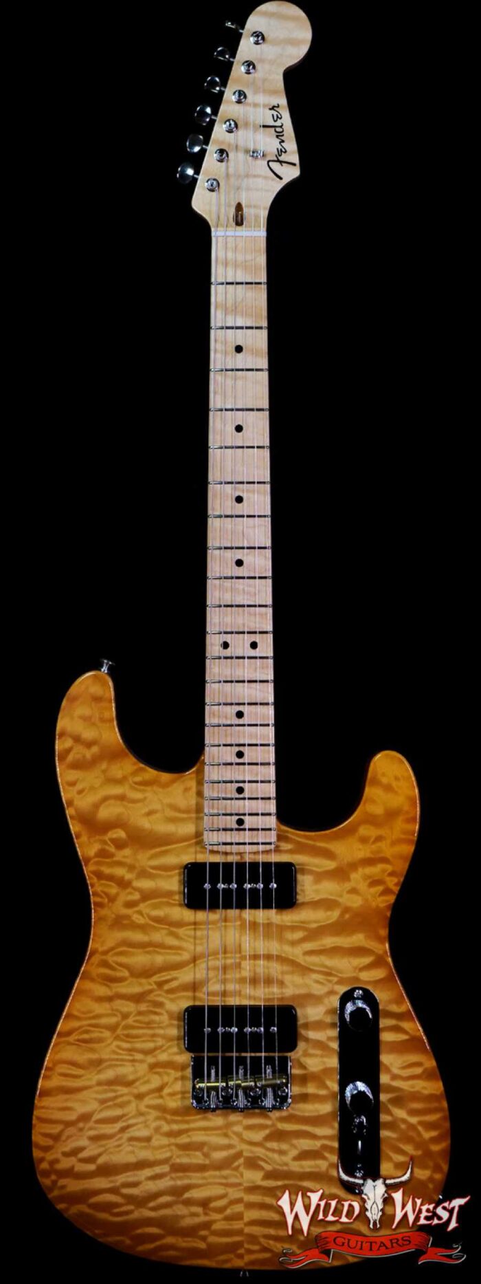 Fender Custom Shop Ron Thorn Masterbuilt Quilt Top Stratocaster P-90 Chambered Mahogany Body AA Flame Neck Honey Burst - Image 1
