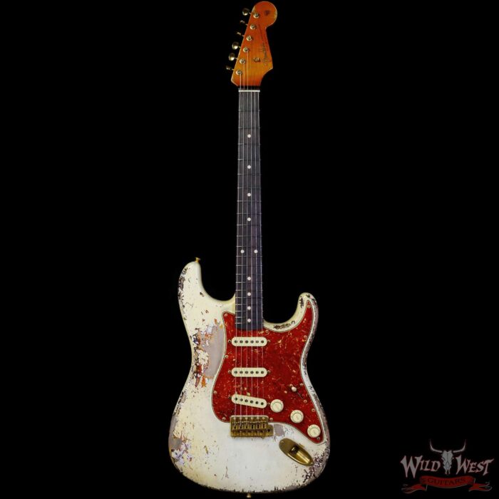 Fender Custom Shop Vincent Van Trigt Masterbuilt 1962 Stratocaster Heavy Relic Vintage White Over 3 Tone Sunburst - Image 3