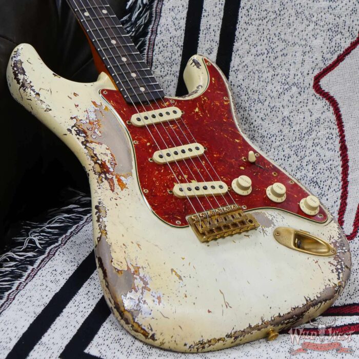 Fender Custom Shop Vincent Van Trigt Masterbuilt 1962 Stratocaster Heavy Relic Vintage White Over 3 Tone Sunburst - Image 8