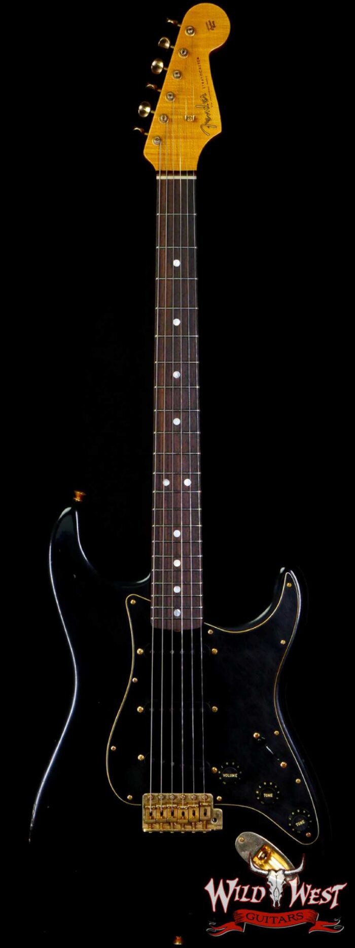Fender Custom Shop Yuriy Shishkov Masterbuilt 60’s Stratocaster Journeyman Relic Black with Black Pickguard Josefina Hand-Wound Pickups - Image 1