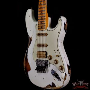 Fender Custom Shop Wild West White Lightning Stratocaster HSS Floyd Rose Maple Board 21 Frets Heavy Relic 2 Tone Sunburst - Image 2