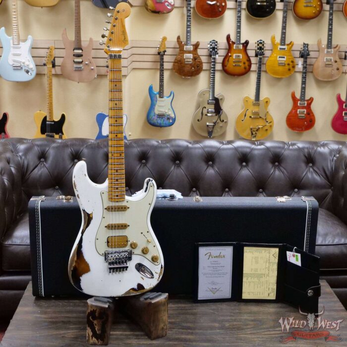 Fender Custom Shop Wild West White Lightning Stratocaster HSS Floyd Rose Maple Board 21 Frets Heavy Relic 2 Tone Sunburst - Image 6