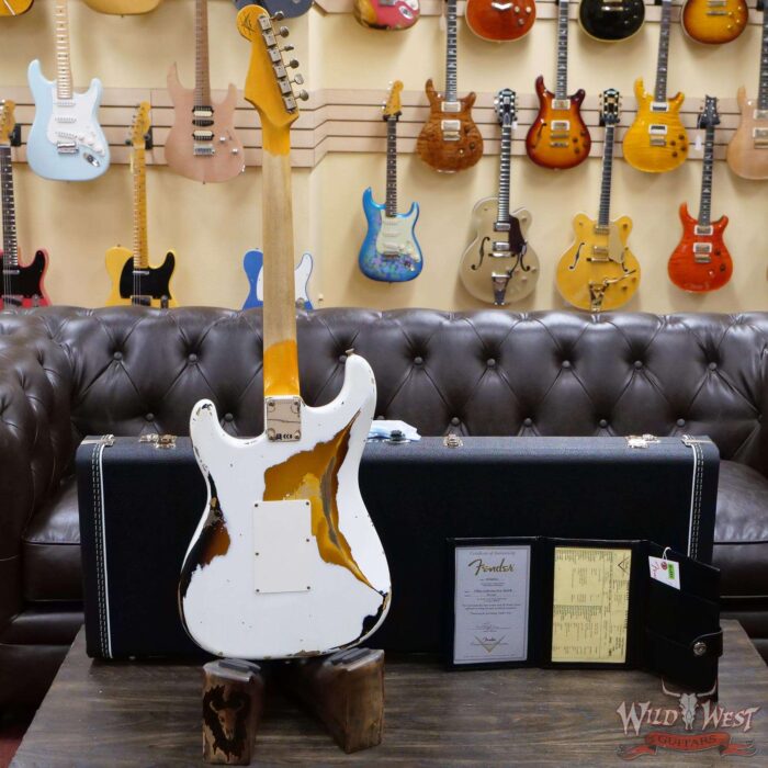 Fender Custom Shop Wild West White Lightning Stratocaster HSS Floyd Rose Maple Board 21 Frets Heavy Relic 2 Tone Sunburst - Image 9