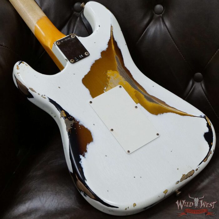 Fender Custom Shop Wild West White Lightning Stratocaster HSS Floyd Rose Maple Board 21 Frets Heavy Relic 2 Tone Sunburst - Image 11