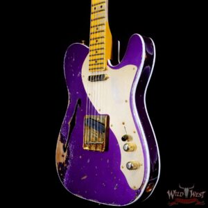 Fender Custom Shop 1950s Thinline Telecaster Heavy Relic Purple Metallic over Magenta Sparkle - Image 2