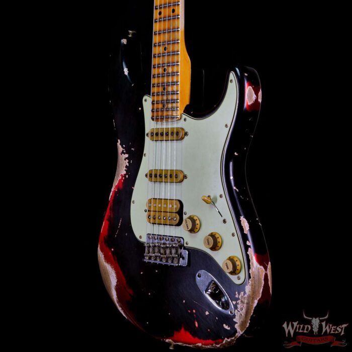 Fender Custom Shop Wild West Black Lightning 2.0 Stratocaster HSS Maple Board 22 Frets Heavy Relic Candy Apple Red - Image 2