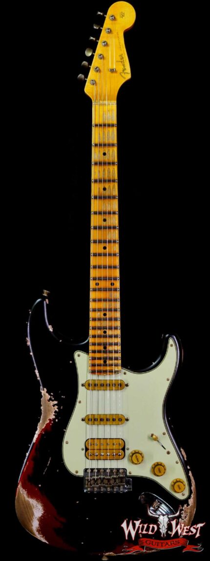 Fender Custom Shop Wild West Black Lightning 2.0 Stratocaster HSS Maple Board 22 Frets Heavy Relic Candy Apple Red