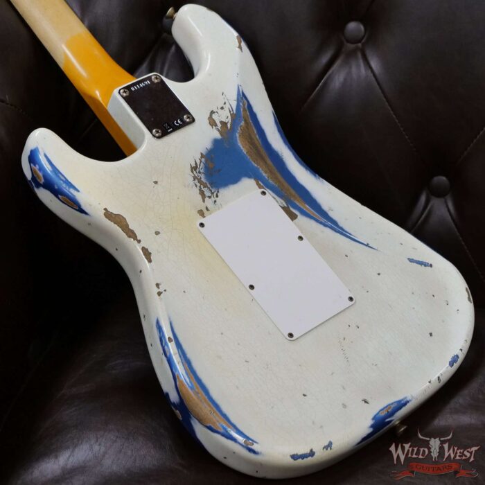 Fender Custom Shop Wild West White Lightning Stratocaster HSS Floyd Rose Rosewood Board 22 Frets Heavy Relic Lake Placid Blue - Image 11
