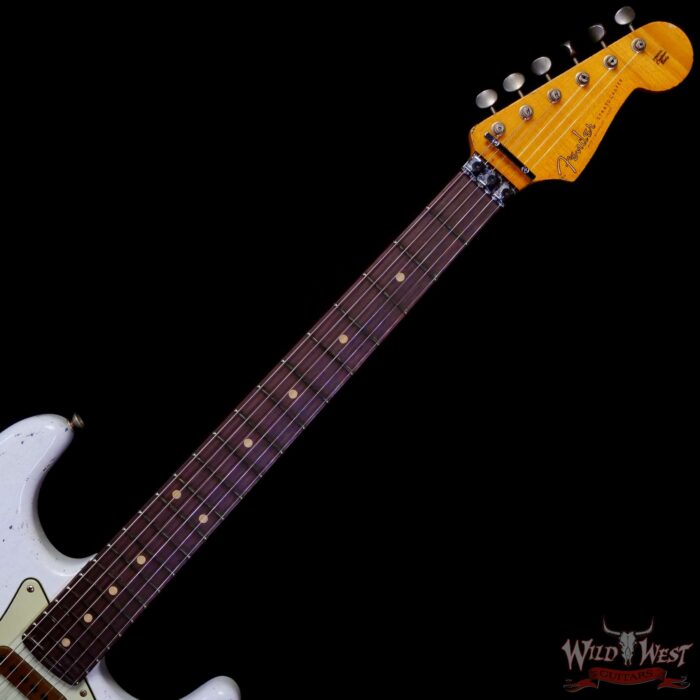 Fender Custom Shop Wild West White Lightning Stratocaster HSS Floyd Rose Rosewood Fingerboard 22 Frets Heavy Relic Lake Placid Blue 7.70 LBS - Image 4