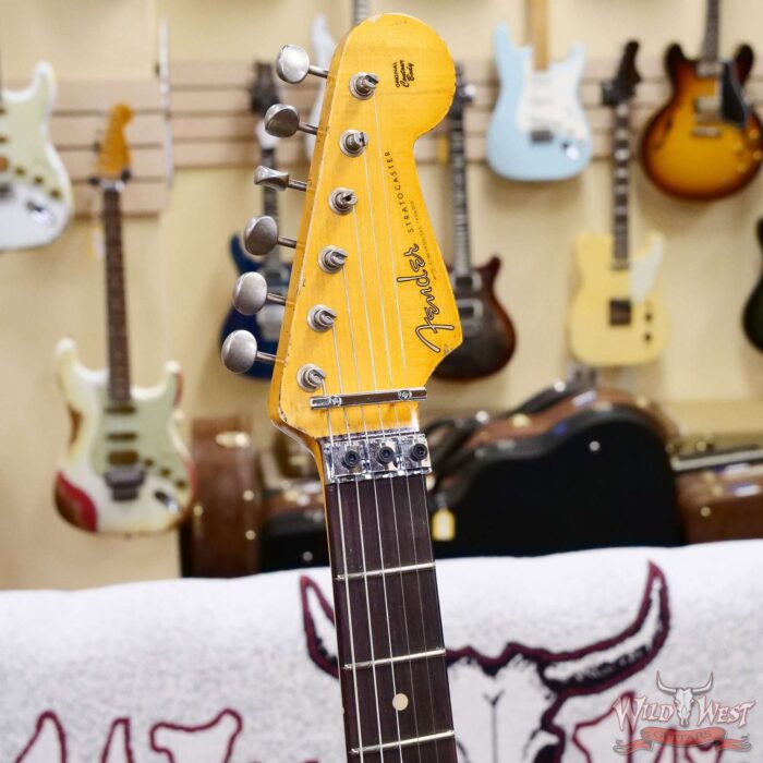 Fender Custom Shop Wild West White Lightning Stratocaster HSS Floyd Rose Rosewood Fingerboard 22 Frets Heavy Relic Lake Placid Blue 7.70 LBS - Image 7