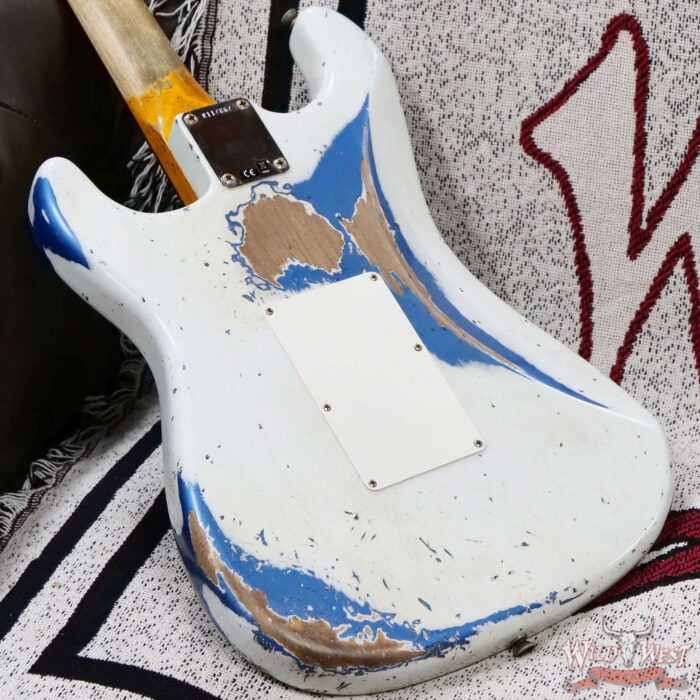 Fender Custom Shop Wild West White Lightning Stratocaster HSS Floyd Rose Rosewood Fingerboard 22 Frets Heavy Relic Lake Placid Blue 7.70 LBS - Image 12