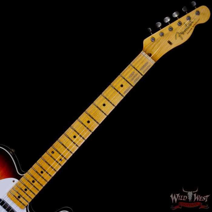 Fender Custom Shop Limited Edition 50s Twisted Telecaster Custom Flame Maple Neck Journeyman Relic Chocolate 3-Color Sunburst - Image 4