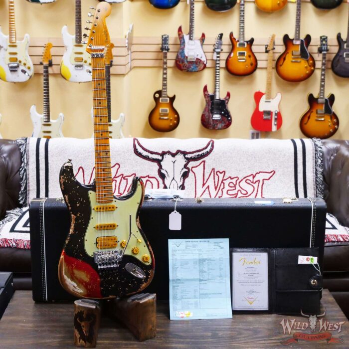 Fender Custom Shop Wild West Black Lightning Stratocaster HSS Floyd Rose Maple Board 22 Frets Heavy Relic Candy Tangerine - Image 6