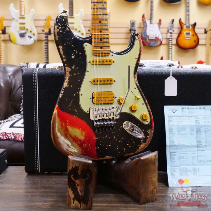 Fender Custom Shop Wild West Black Lightning Stratocaster HSS Floyd Rose Maple Board 22 Frets Heavy Relic Candy Tangerine - Image 8