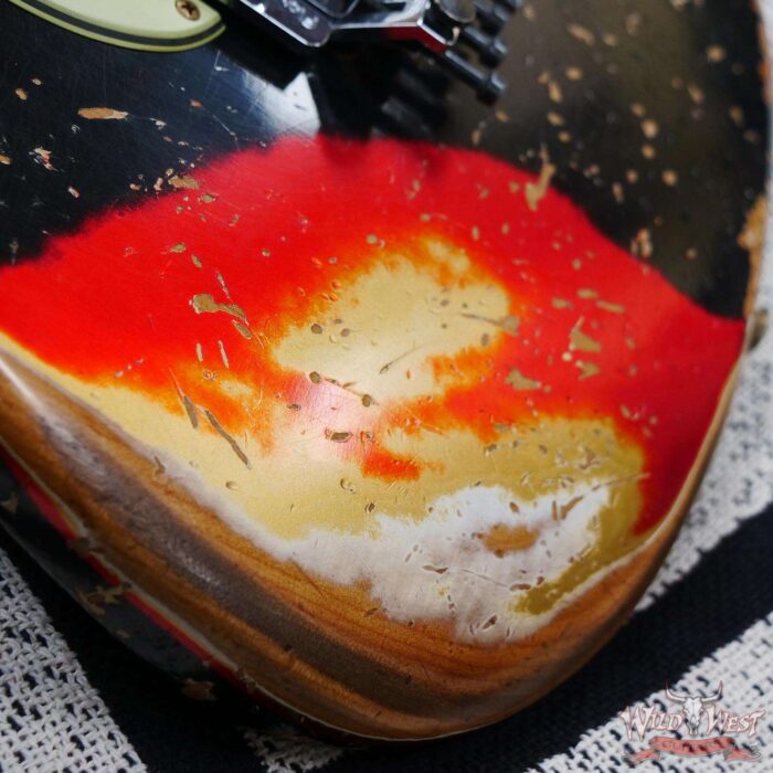 Fender Custom Shop Wild West Black Lightning Stratocaster HSS Floyd Rose Maple Board 22 Frets Heavy Relic Candy Tangerine - Image 9