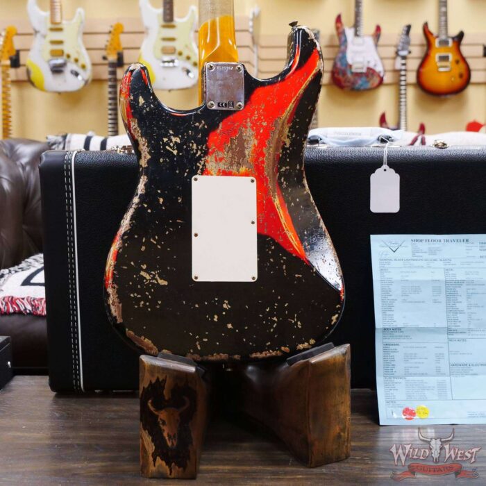 Fender Custom Shop Wild West Black Lightning Stratocaster HSS Floyd Rose Maple Board 22 Frets Heavy Relic Candy Tangerine - Image 12