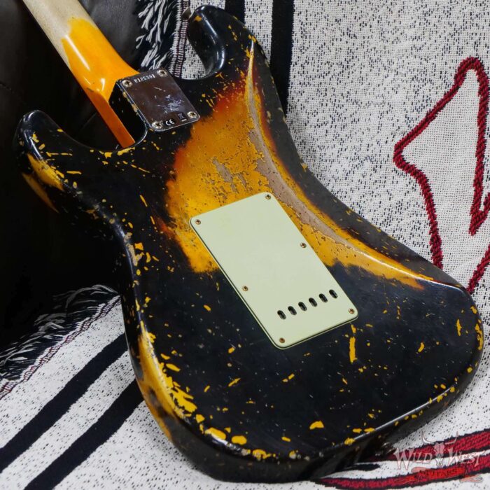 Fender Custom Shop Wild West Black Lightning 2.0 Stratocaster HSS Rosewood Board 22 Frets Heavy Relic 3 Tone Sunburst - Image 12