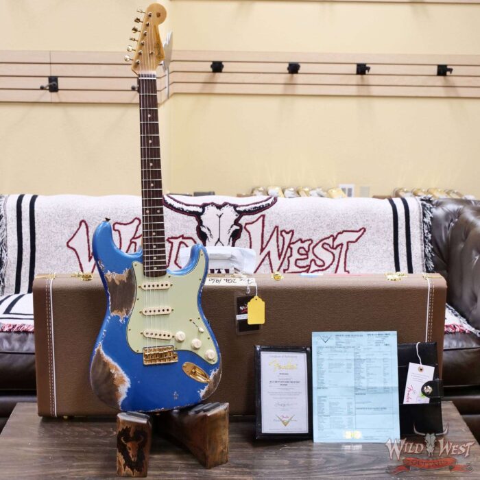 Fender Custom Shop Wild West Guitars 25th Anniversary 1960 Stratocaster Madagascar Rosewood Fretboard Heavy Relic Lake Placid Blue 7.35 LBS - Image 6