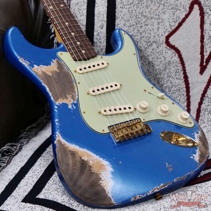 Fender Custom Shop Wild West Guitars 25th Anniversary 1960 Stratocaster Madagascar Rosewood Fretboard Heavy Relic Lake Placid Blue 7.35 LBS - Image 8