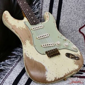 Fender Custom Shop Wild West Guitars 25th Anniversary 1960 Stratocaster Hardtail Madagascar Rosewood Fretboard Heavy Relic Vinatge White 6.95 LBS - Image 8