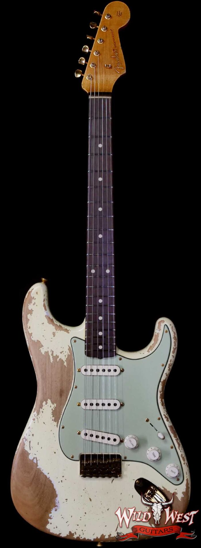 Fender Custom Shop Wild West Guitars 25th Anniversary 1960 Stratocaster Hardtail Madagascar Rosewood Fretboard Heavy Relic Vinatge White 6.95 LBS - Image 1