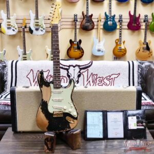 Fender Custom Shop Wild West Guitars 25th Anniversary 1960 Stratocaster Hardtail Madagascar Rosewood Fretboard Heavy Relic Black 7.15 LBS - Image 6