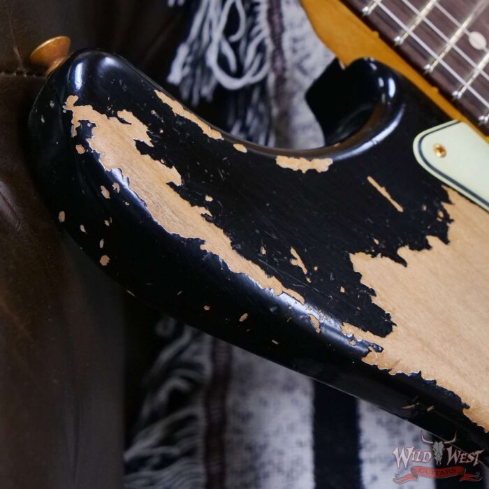 Fender Custom Shop Wild West Guitars 25th Anniversary 1960 Stratocaster Hardtail Madagascar Rosewood Fretboard Heavy Relic Black 7.15 LBS - Image 9