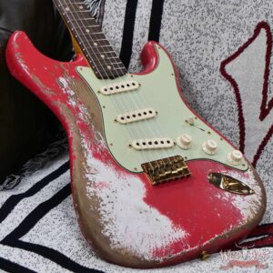 Fender Custom Shop Wild West Guitars 25th Anniversary 1960 Stratocaster Hardtail Madagascar Rosewood Fretboard Heavy Relic Fiesta Red 7.05 LBS - Image 8